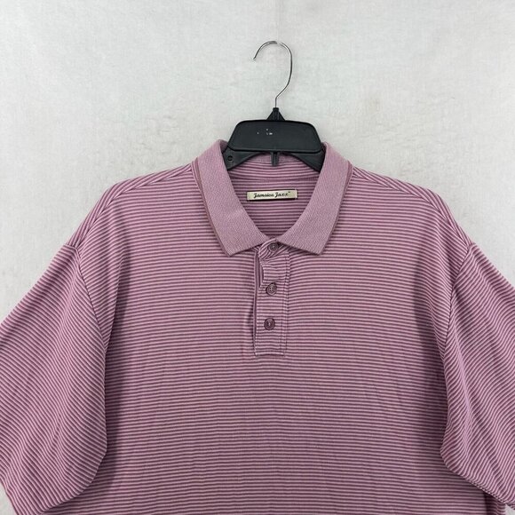 Jamaica Jaxx Polo Shirt Mens XL Purple Pink Striped Short Sleeves Pullover Golf - Picture 6 of 12
